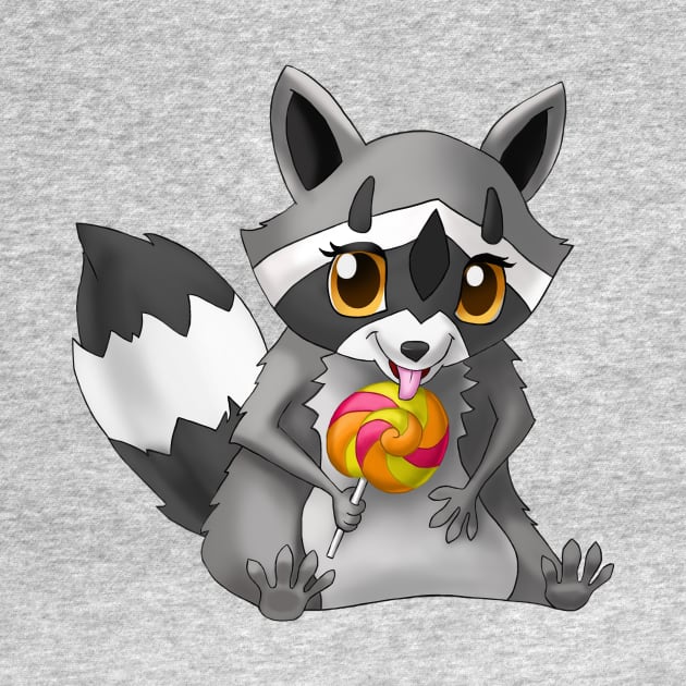 Raccoon with candy on a stick. by Taya_art